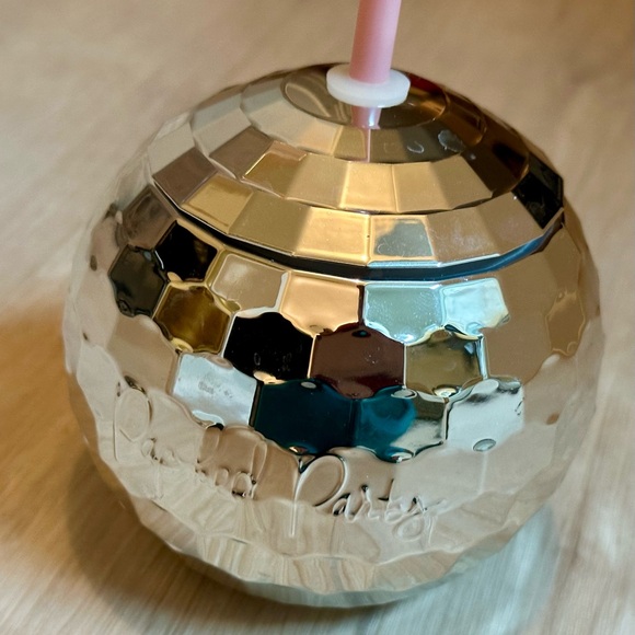 Party Drinkware Bundle: Reusable Silver Disco Ball Cup & Gold Glitter Wine Glass - Picture 3 of 16